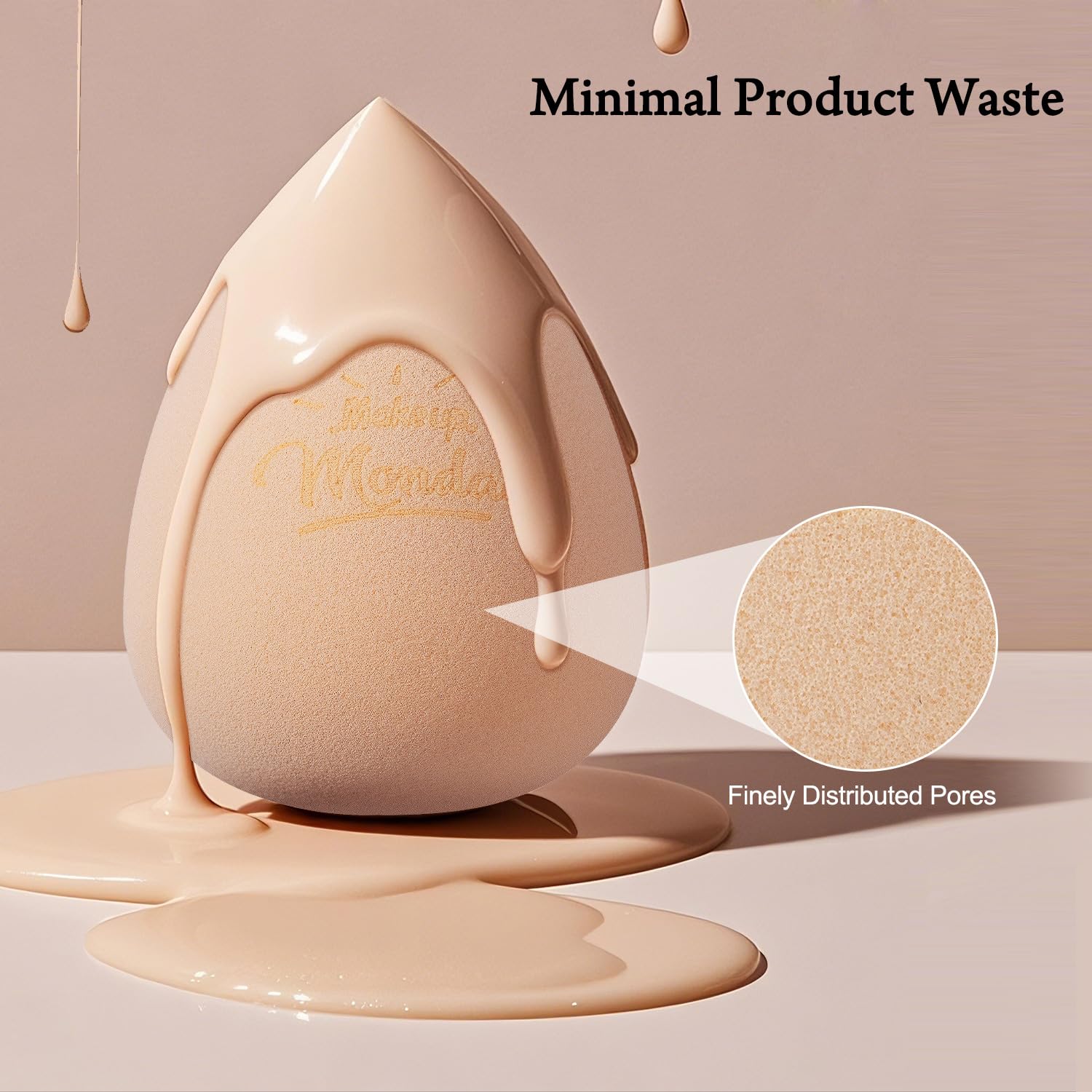 Real Perfection Juego de esponjas de maquillaje, esponjas de belleza sin látex, 7 piezas con 1 estuche de viaje para mezclar base, crema líquida y polvo (beige)