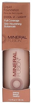 Mineral Fusion Full Coverage Foundation, Liquid Foundation - Cool 2- Light Complexion w/Cool Undertones, Lightweight Matte Finish, Up to 12 Hr Hydration, Hypoallergenic & Vegan, 1 fl. Oz