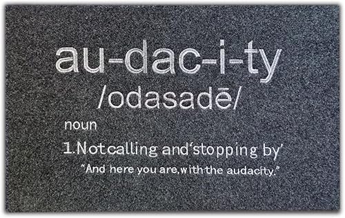 Audacity - Tapete divertido para puerta de exterior, color negro, para Entrace, parte trasera de goma, antideslizante, de bienvenida, bordado, para