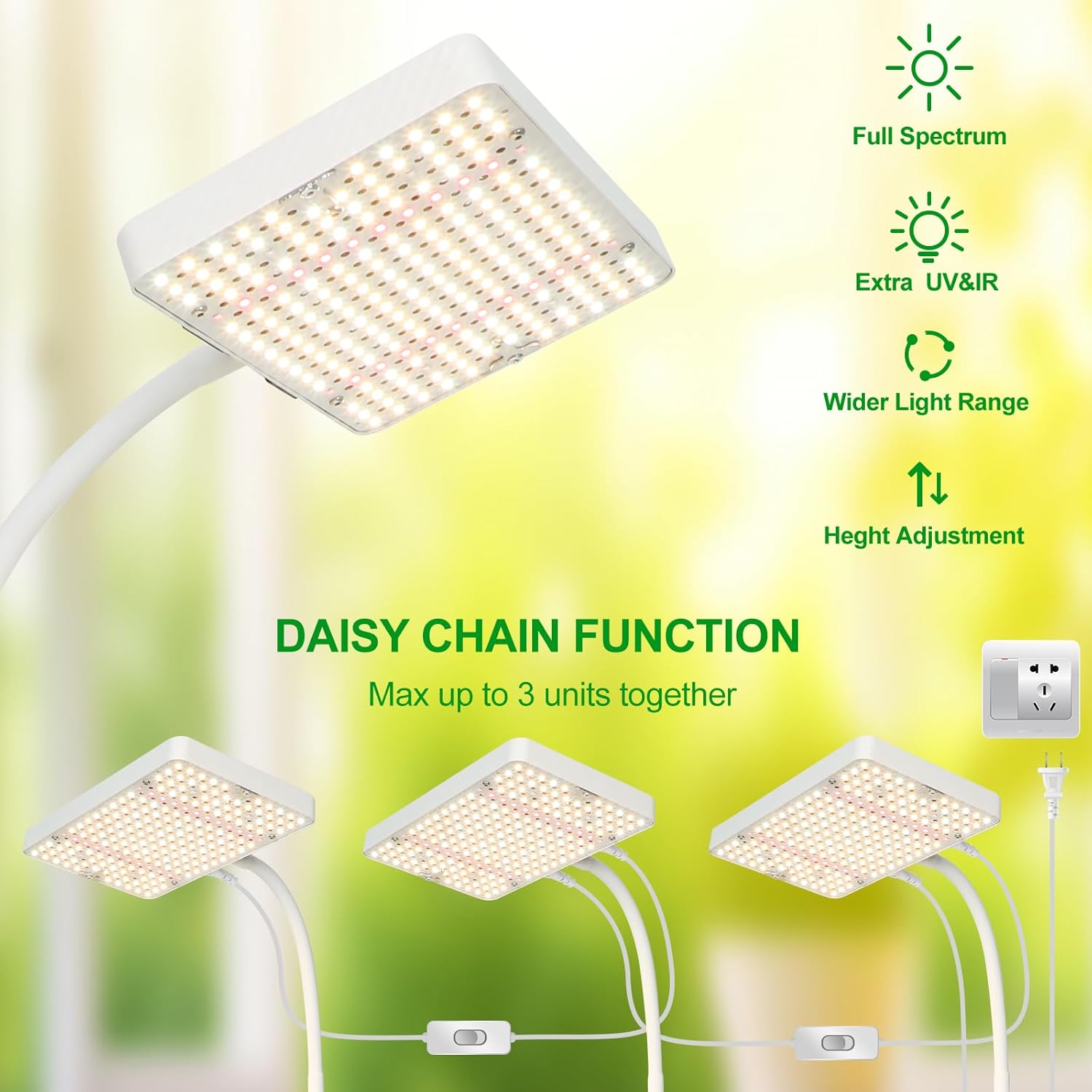 2Pack Desk Grow Light LED Full Spectrum UV IR, Veg Seed Starting Seedlings Bonsai Houseplant Plant Light, Table Top Grow Lights for Indoor Plants, 16"-24" Height Adjustable