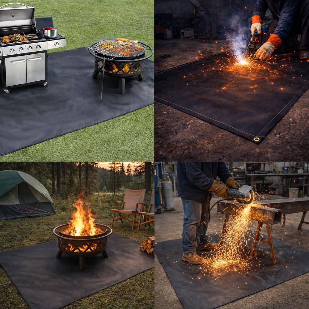 Coperta antincendio, coperta per saldatura, protezione dal calore, colore nero, copertura antincendio, coperta antincendio, coperta per uso professionale (120 x 180 set)