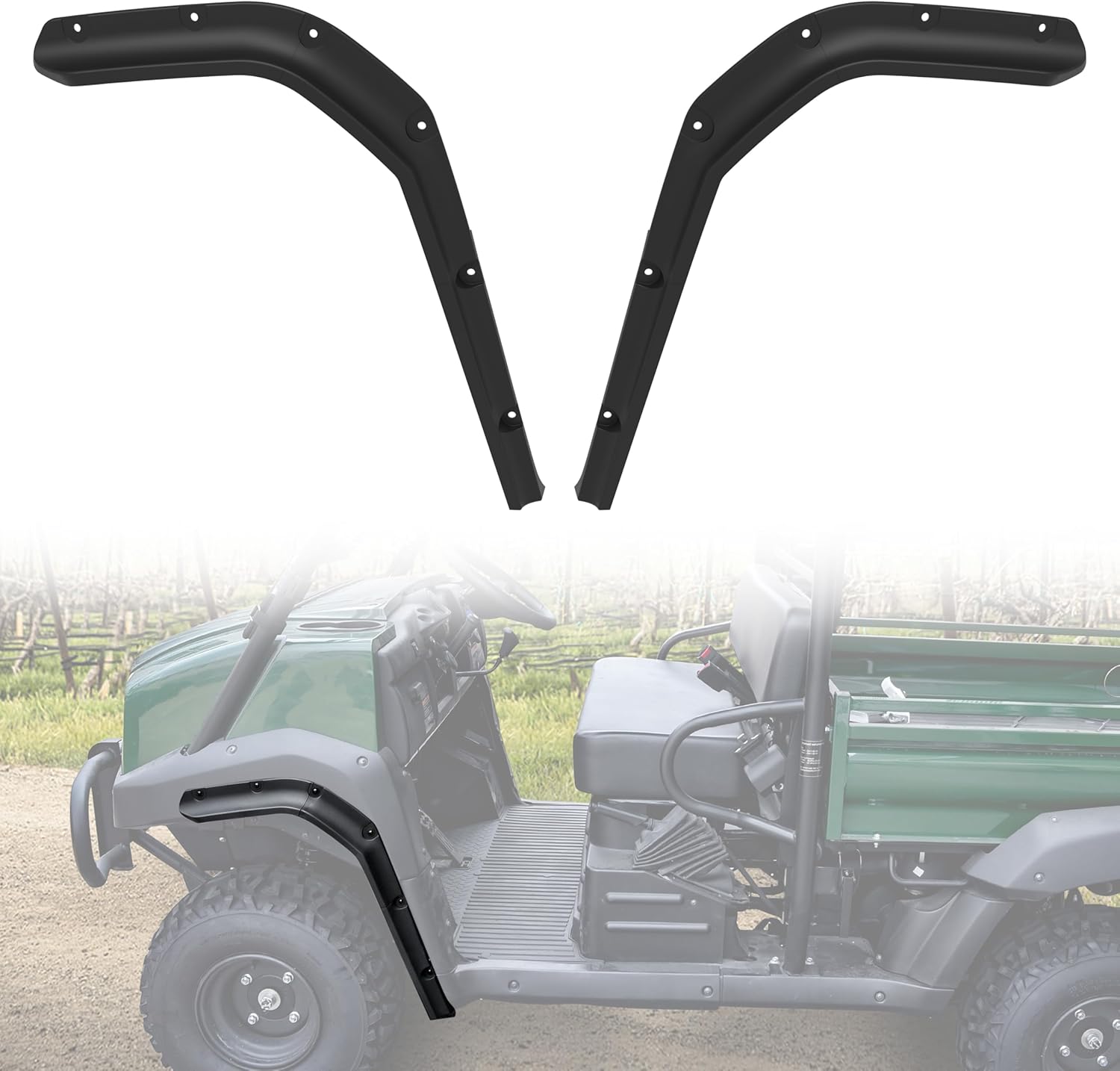 Front Fender Flares for Kawasaki Mule 4000 4010 2009-2026 Accessories, Durable PP Extended Front Mud Flaps Combined Mud Flares Guards Extension Protector for Mule 4000 4010