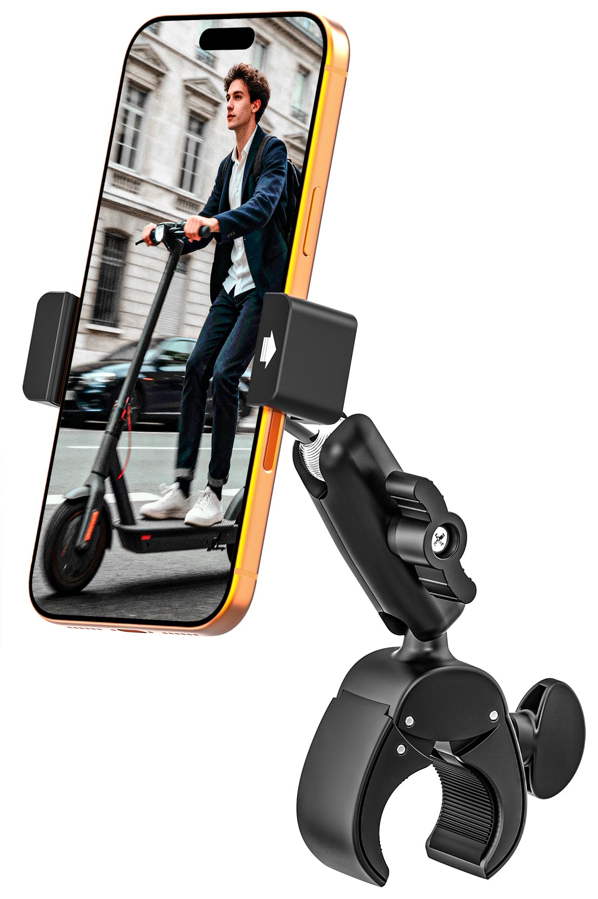 Support Téléphone Scooter en Métal - [Stable, Ne Tombe Pas] | Support Téléphone Trottinette Electrique Boot Moto avec Bras en Aluminium pour 4-7", iPhone 17 16 15 Pro Max Plus, Pixel, etc