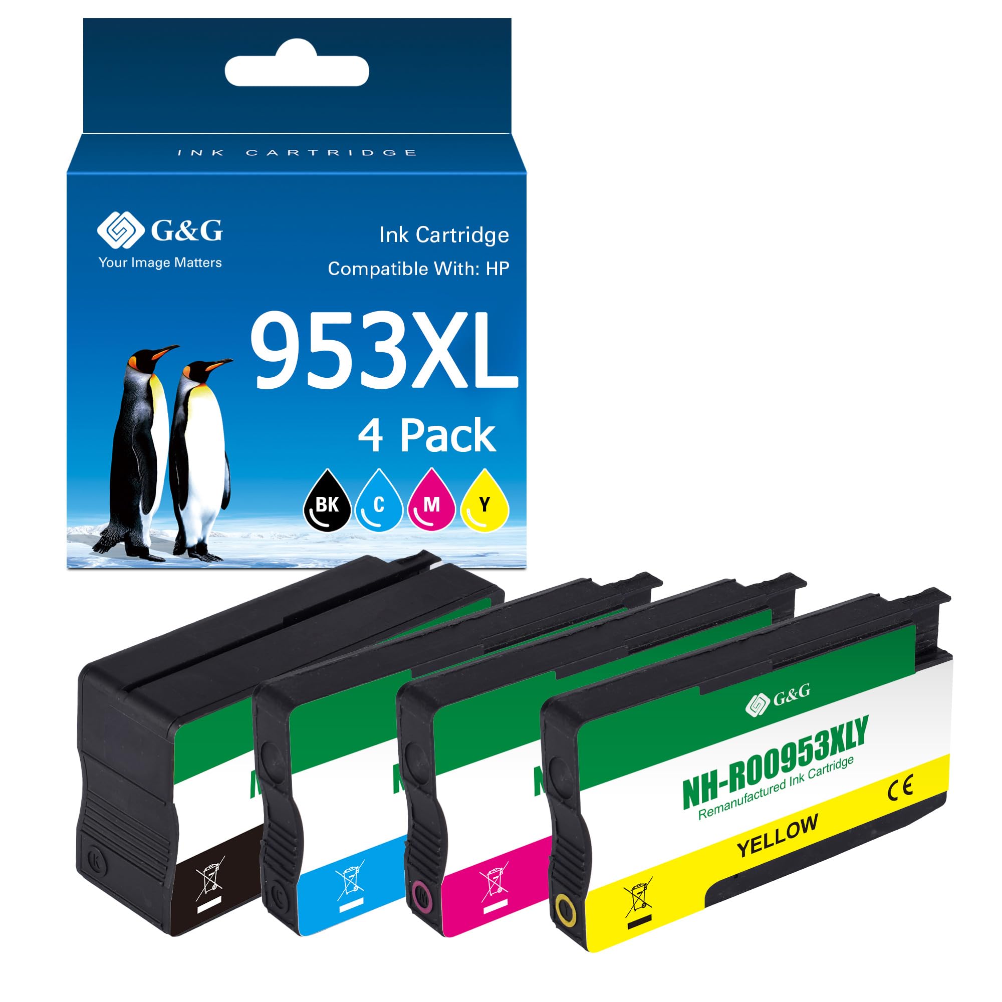 G&G Lot de 4 cartouches d'encre compatibles avec HP 953 XL 953XL