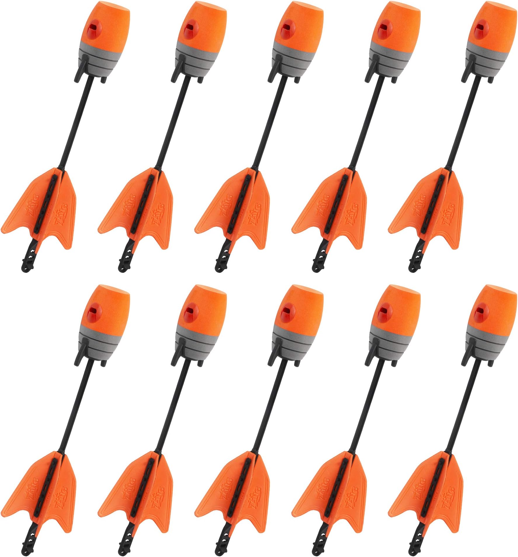Zing Zonic Whistling Arrow Refill Pack - Includes 10 Zonic Whistling Arrows, Compatible HyperStrike Bow, Firetek Bow, Z-Tek Bow, Z-Curve Bow and Z-Bow (Orange)