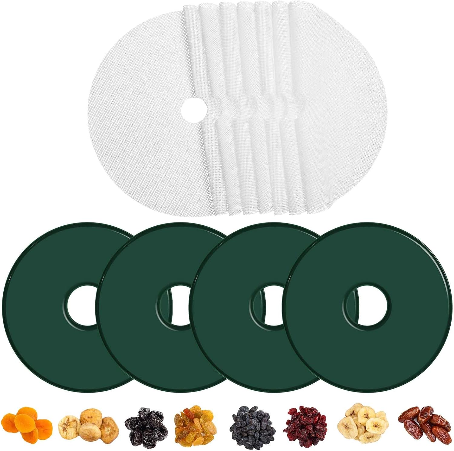 Domensi 12 Pcs Round Dehydrator Sheets Non Stick Silicone
