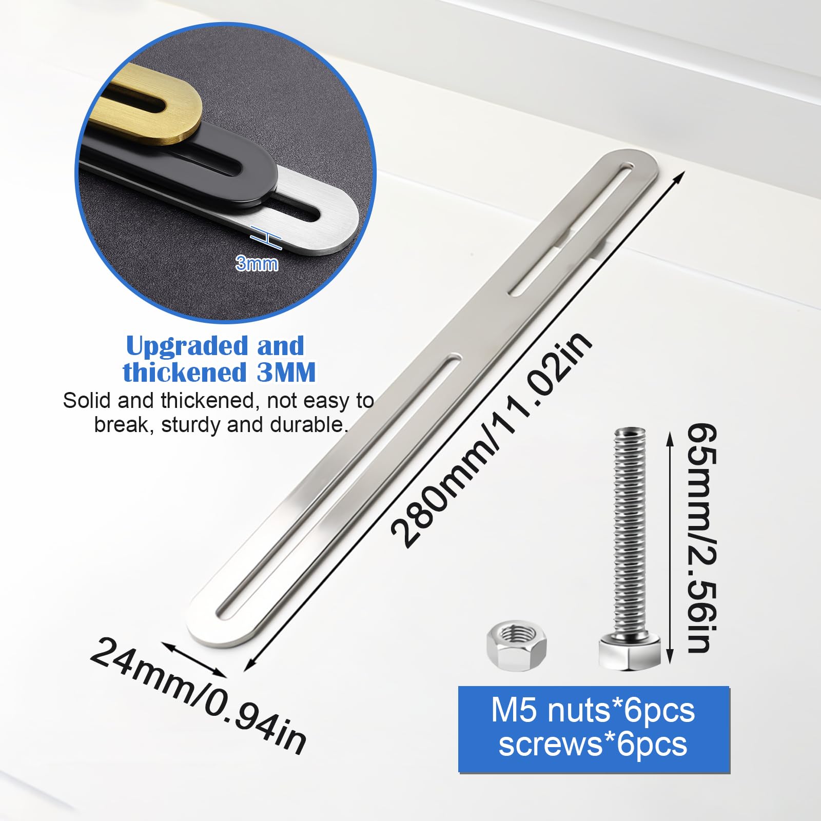 Kingsea Set di 2 pezzi di montaggio per cassetta postale Fence 2,4 × 28 cm in acciaio inox Fence Mounting Set per porta e fence, Silvery