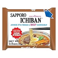Vista 2 de [SAPPORO ICHIBAN] Ramen Noodles, Beef Flavor, No. 1 Tasting Japanese Instant Noodles (3.5 Oz. x 24 packs) 24 Pack Case