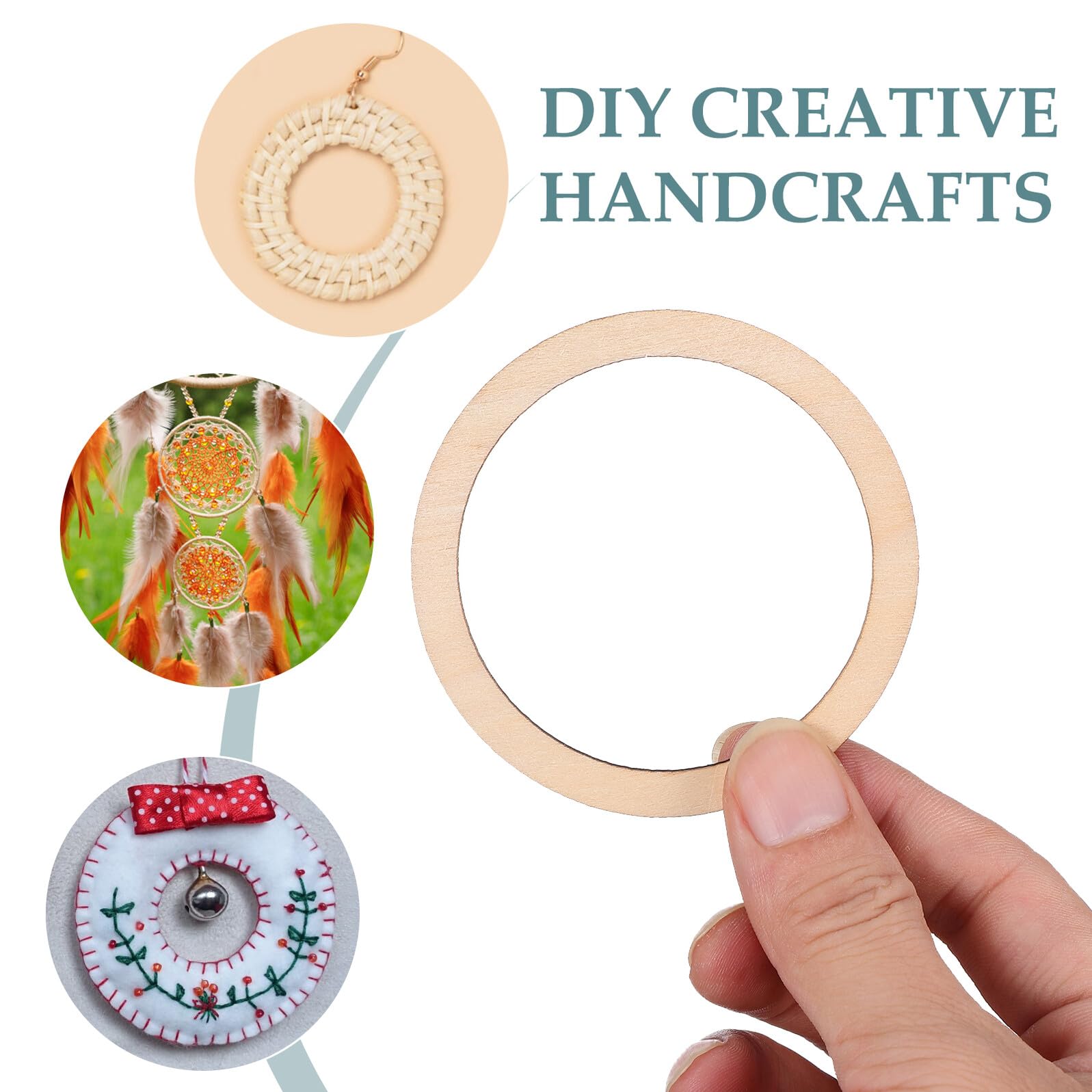 50 Pièces Cercles Creux en Bois Ronds pour Loisirs Créatifs DIY