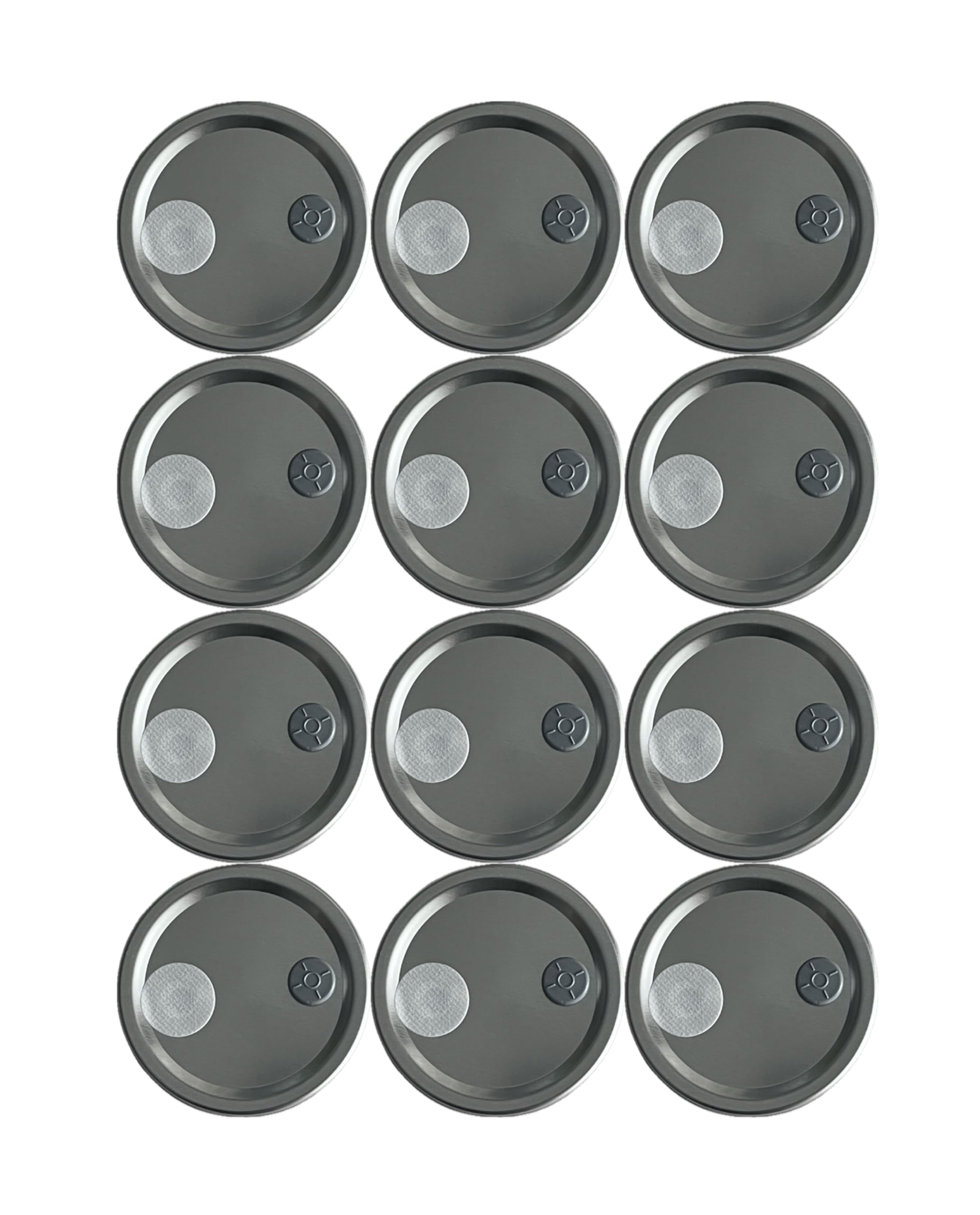 12 ct Mushroom Spawn Jar Lids, (Wide Mouth) Injection Ports, .2 Micron Gas Exchange Filters