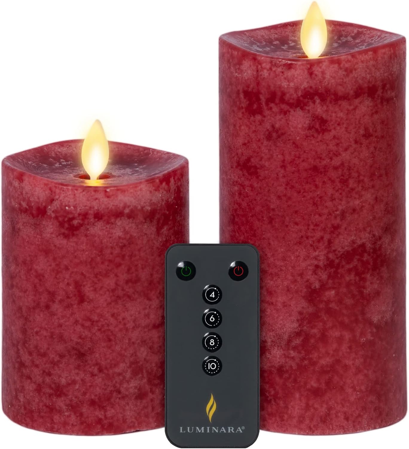 Luminara Set of 2 Moving Flame LED Flameless Candle Pillars (3.5" Wide