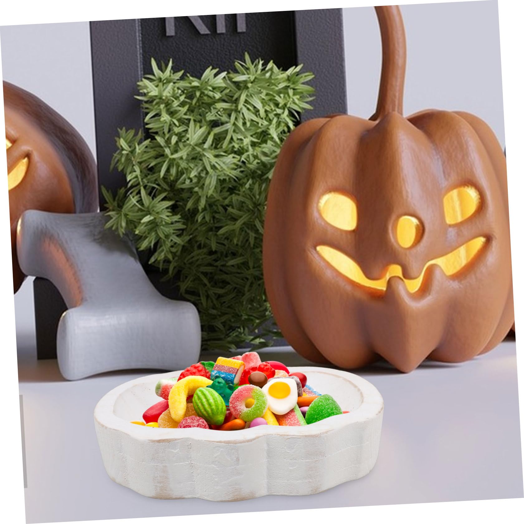 Cabilock 5 Piezas Compota de calabaza y cuenco de madera Bol de madera para ensaladas decoración de acción de gracias de otoño bandeja para servir con forma de pata plato de sopa delicado