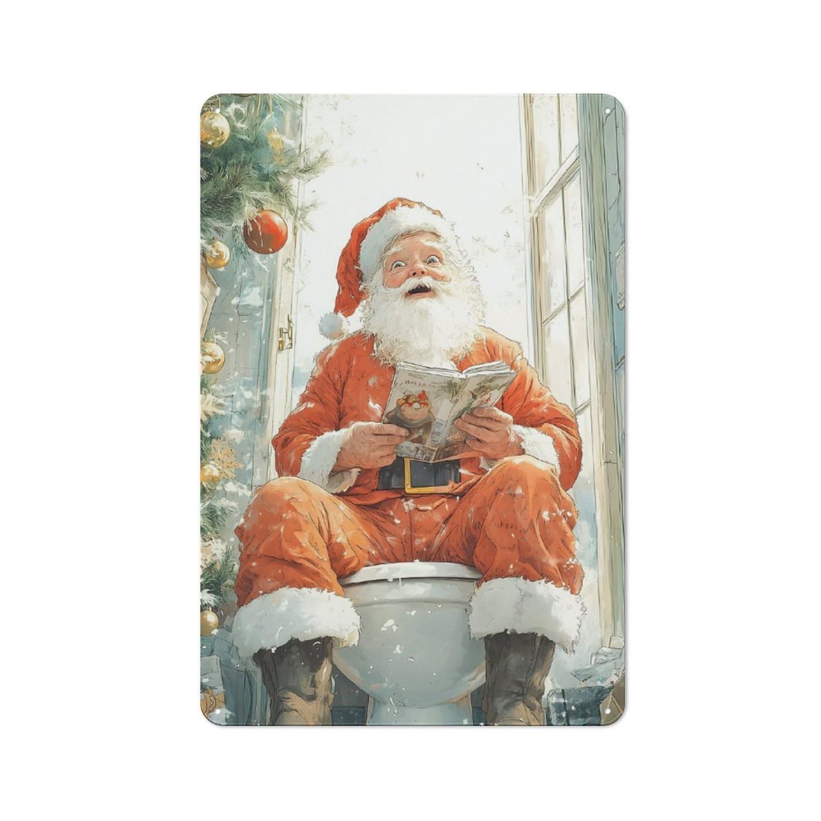 Junmoney Santas Christmas Break Metal Plaque 30X20cm With For Hallway Wall, Retro Decor, For Themed Interiors In Hallways And Entrance Areas