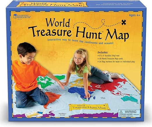 Amazon Com Learning Resources World Treasure Hunt Map Office Products