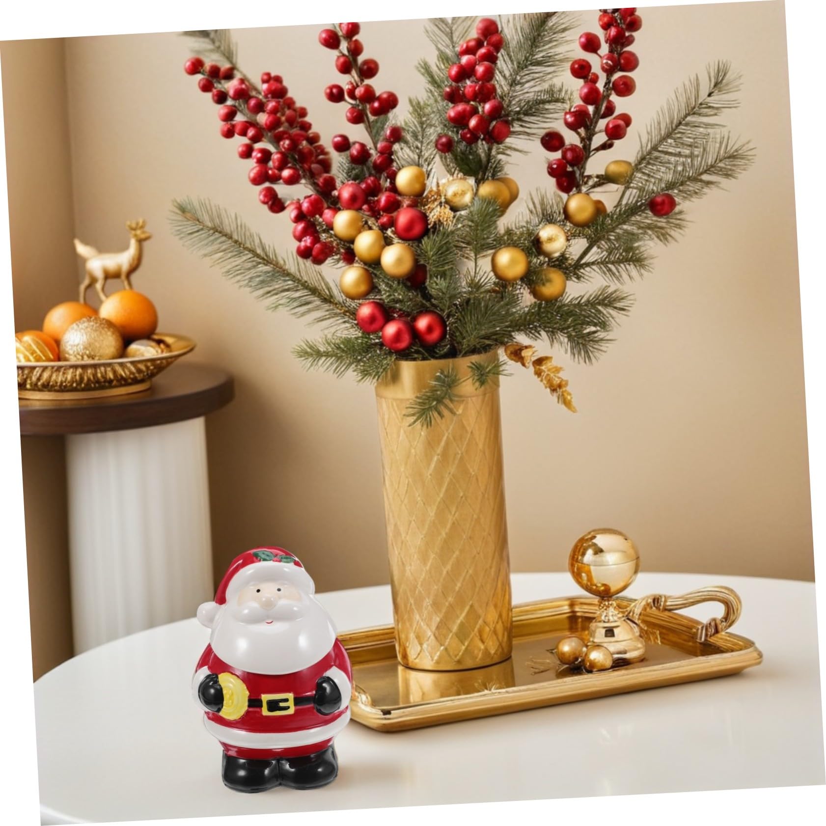 Zerodeko Boîte à Biscuits de Noël Père Noël Céramique avec Couvercle Petite Boîte à Bonbons pour Fêtes Sucrier de Rangement
