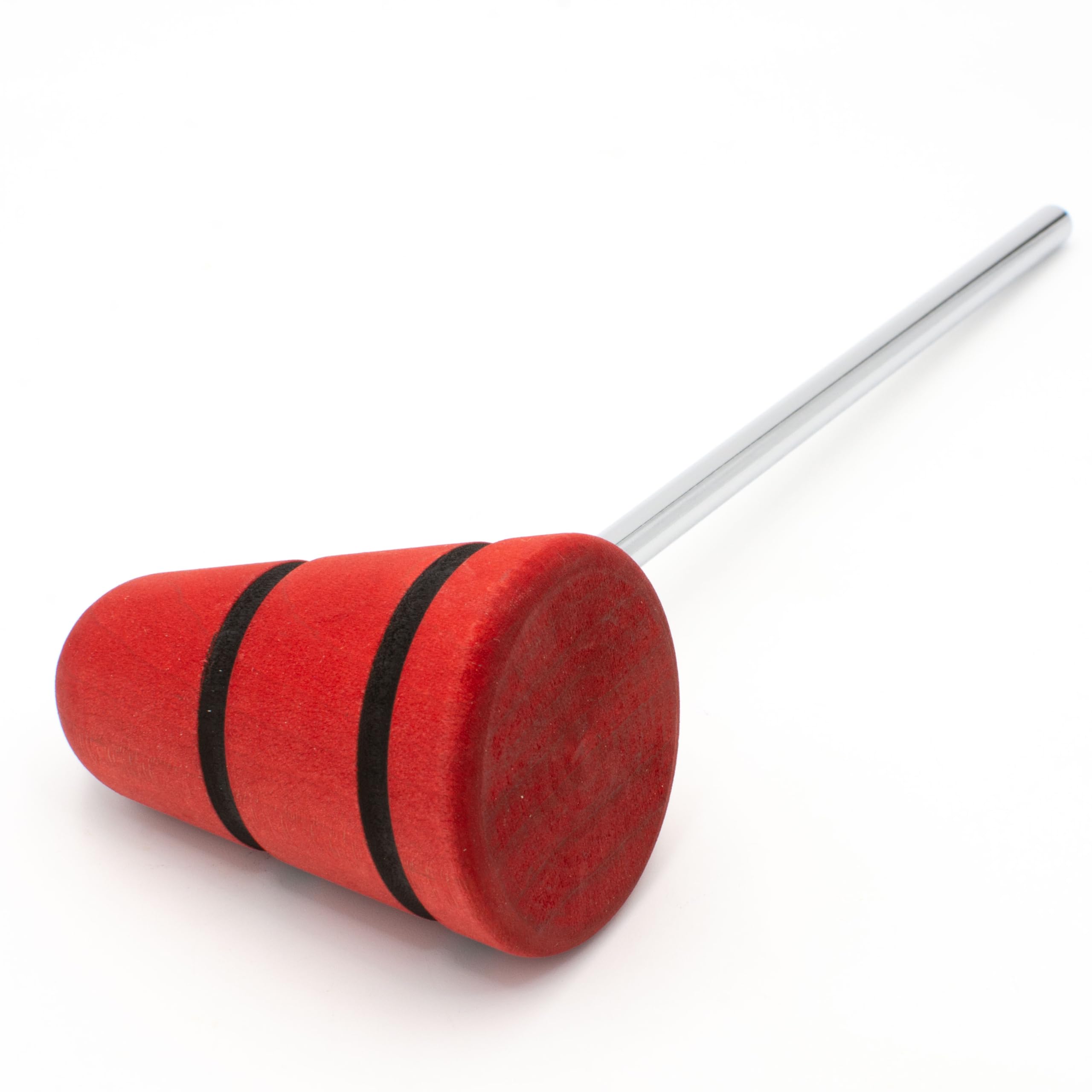 Low Boy Wood Bass Drum Beater – Vielseitiger mittelschwerer Bassdrum-Schlägel mit robuster Holzoberfläche und Stahlstangen in Luftfahrtqualität (Rot mit Schwarz, 1 Stück)