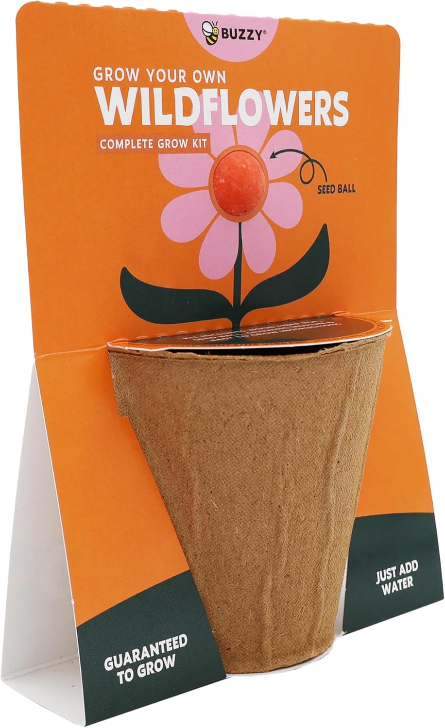 BUZZY Seeds Wildflower Seed Ball Cup 6-Pack – Over 50 Seeds Per Ball, Colorful Decorative Seed Balls in Biodegradable Cups with Growing Medium – Indoor Gardening Gift Set