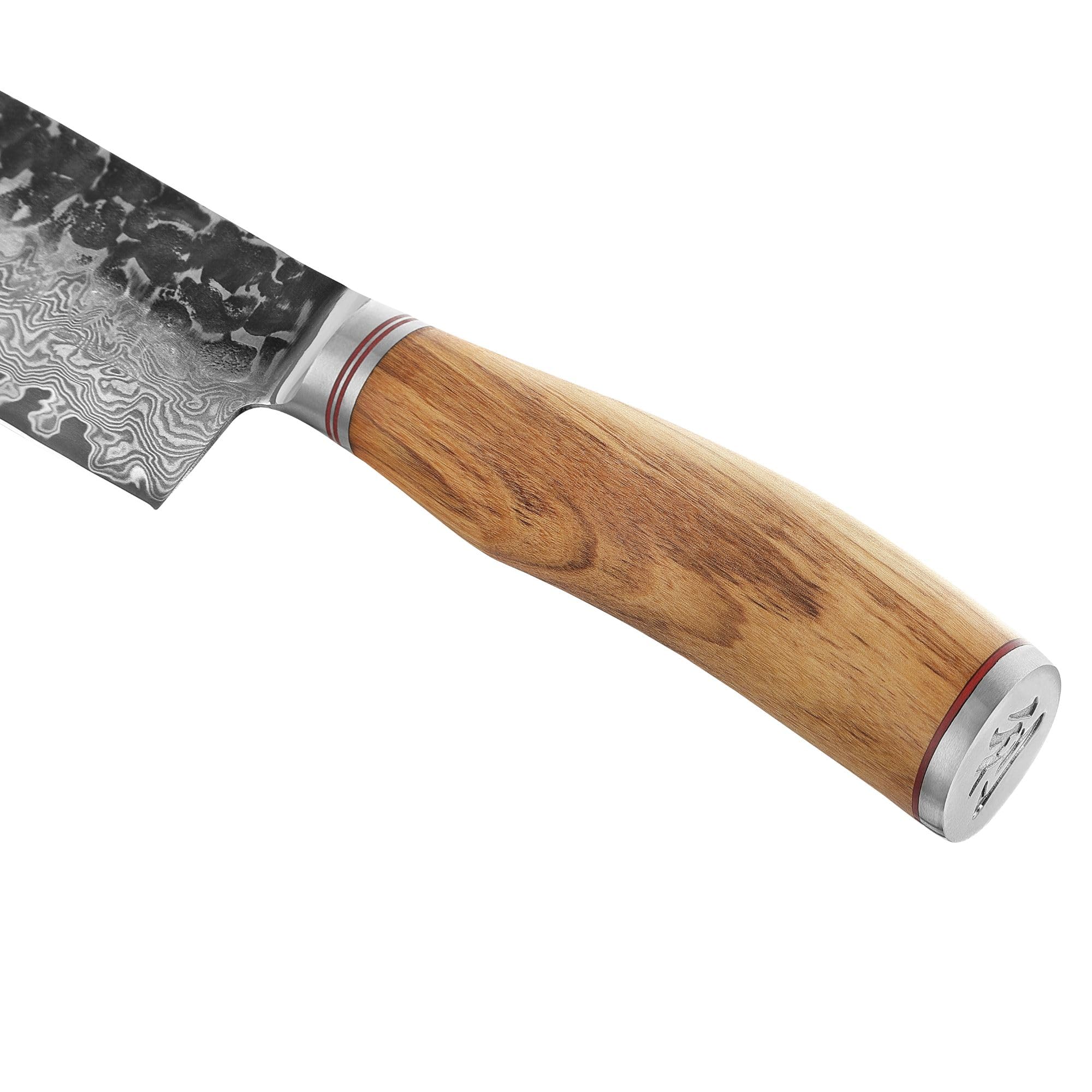 WAKOLI Couteau Nakiri de Cuisine en Damas, 17,5 cm, Manche en Olivier