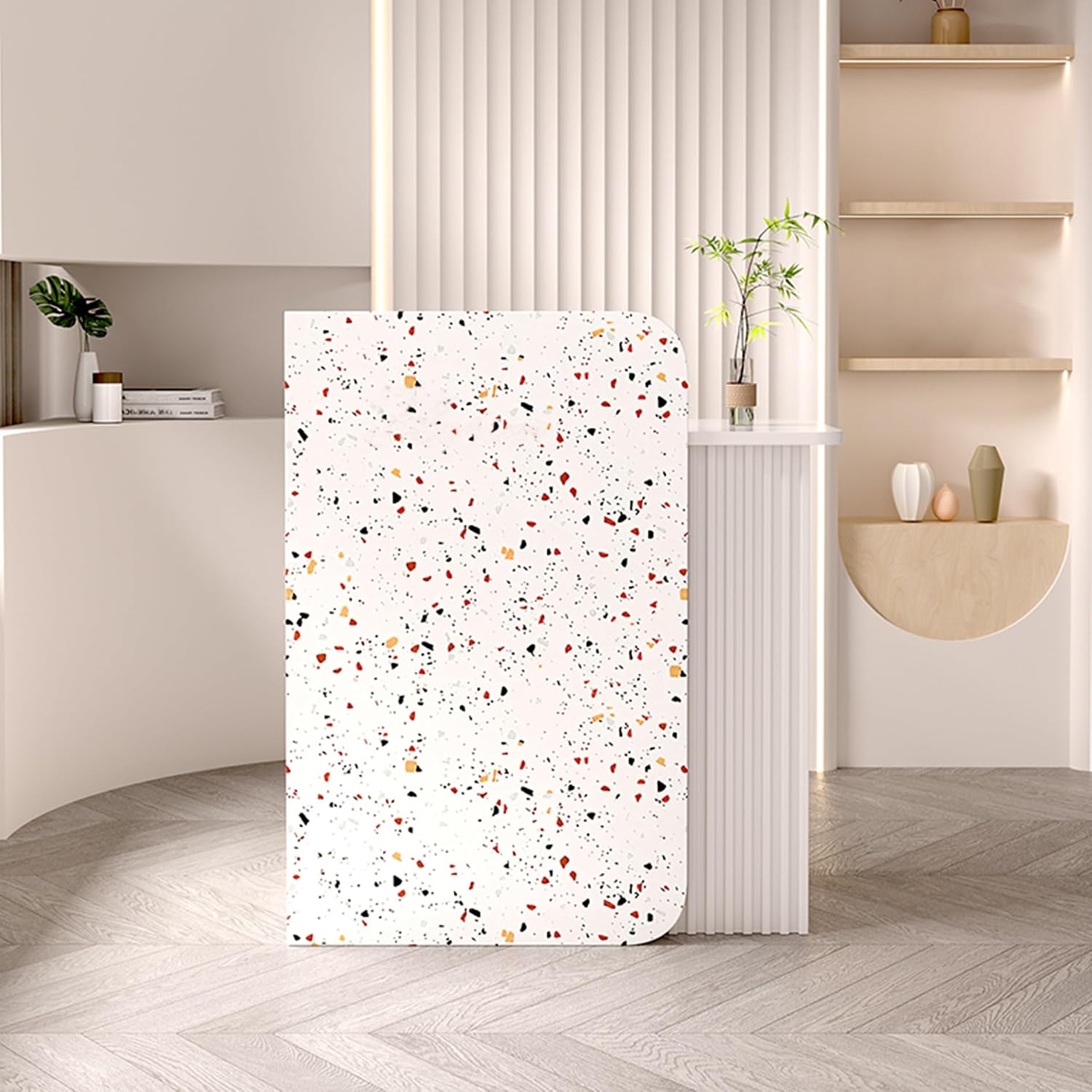 Modern Reception Desk,Front Desk Reception Counter Table,L-Shape Small Reception Desk with Counter,Wood Retail Counter Checkout,Front Office Desk,for Beauty Salon,Reception Room(Imitation white marble