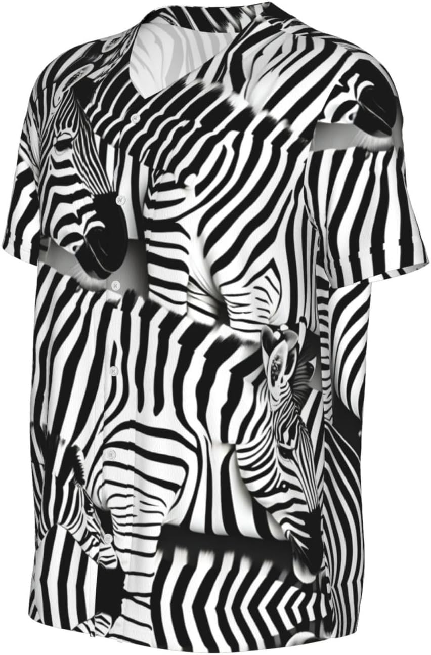 Zebra Stylish Softball Jersey,Personalized and Breathable Baseball Button Down for Men for All Seasons and Occasions