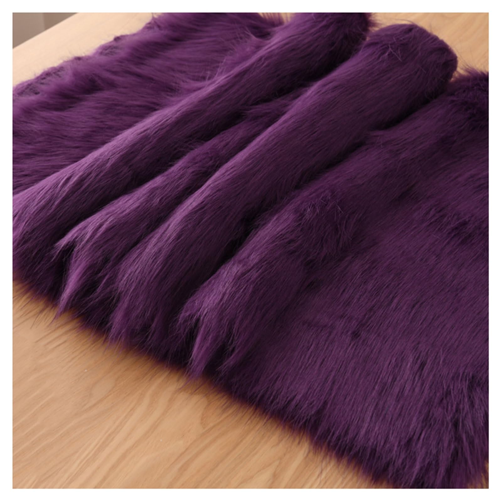 Aitaf Dark Purple Long Pile Faux Fur Fabric, Fluffy Decorative Fake Fur Material, 5Cm Soft Plush Faux Imitation Fur Material For Fancy Dressed, Costume, Cosplay, Gnome Beards, Art Crafts, Fursuit, 50X50cm(Color:dark Pu