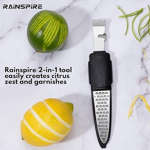Miniatura 7 de Rainspire Herramienta Zester de limón con cuchillo de canal, herramienta Zester de cítricos de acero inoxidable, pelador de limón, ralladores para