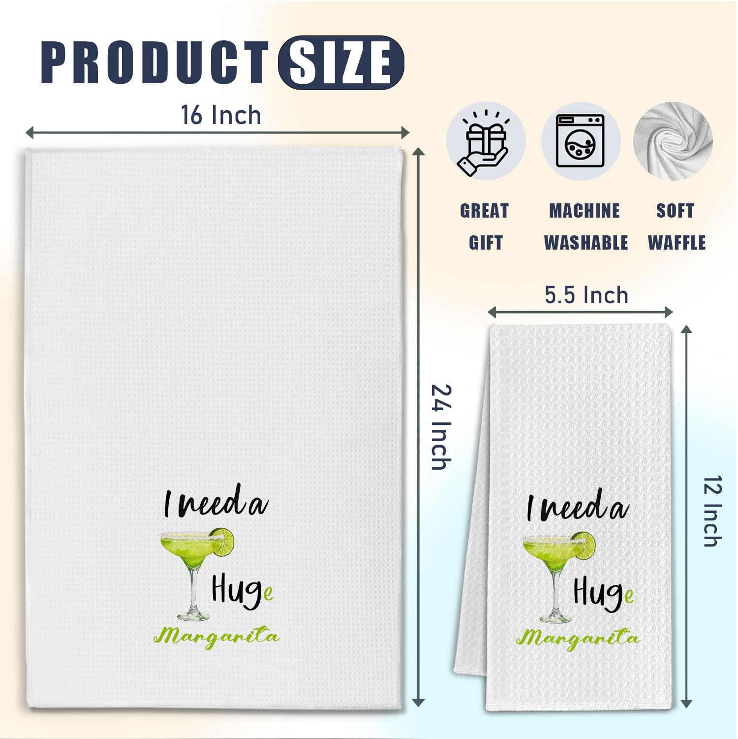 Margarita Gifts Kitchen Towels, Gifts for Margarita Lovers Dish Tea Towels for Kitchen Bar Cart Decor, Cocktail Bartender Gift Decorative Hand Towel, 16x24 Inches Set of 2