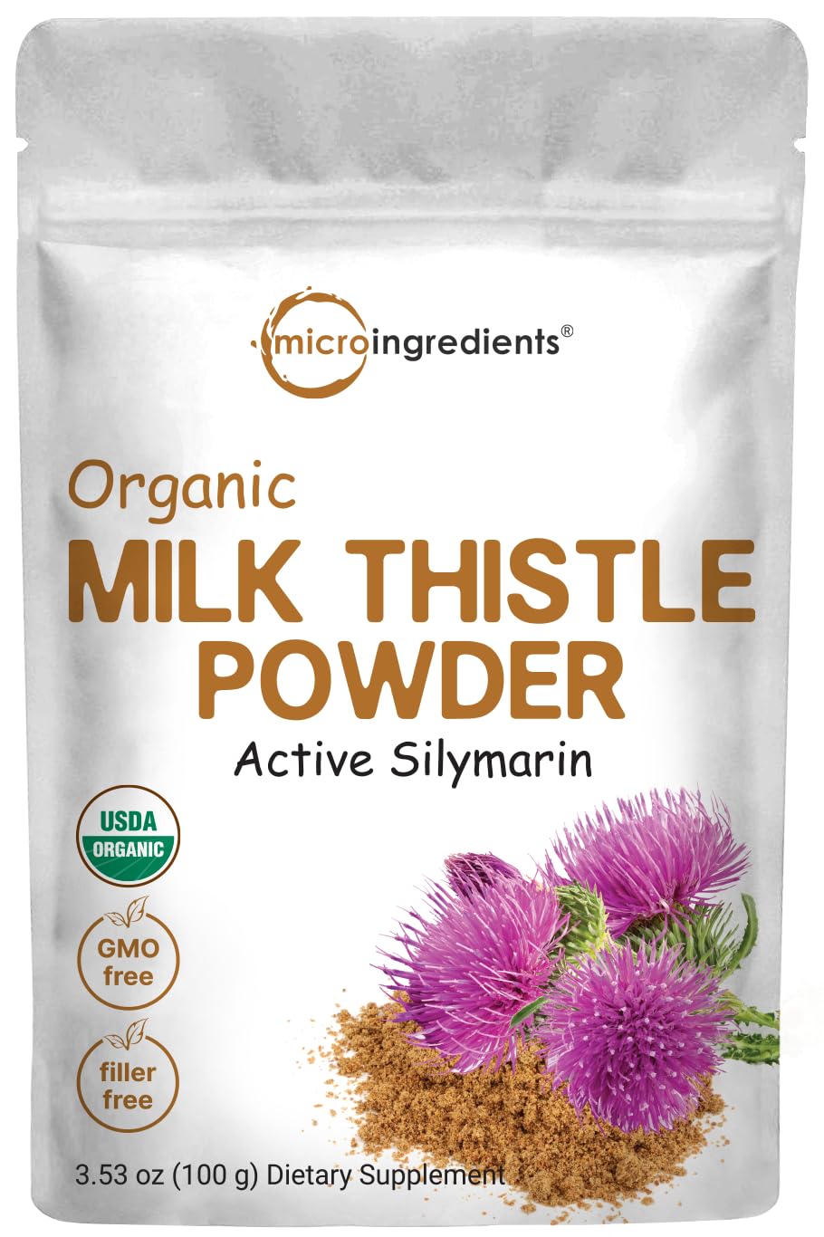 Micro Ingredients Maximum Strength Organic Milk Thistle Extract, 3.5oz (100g)
