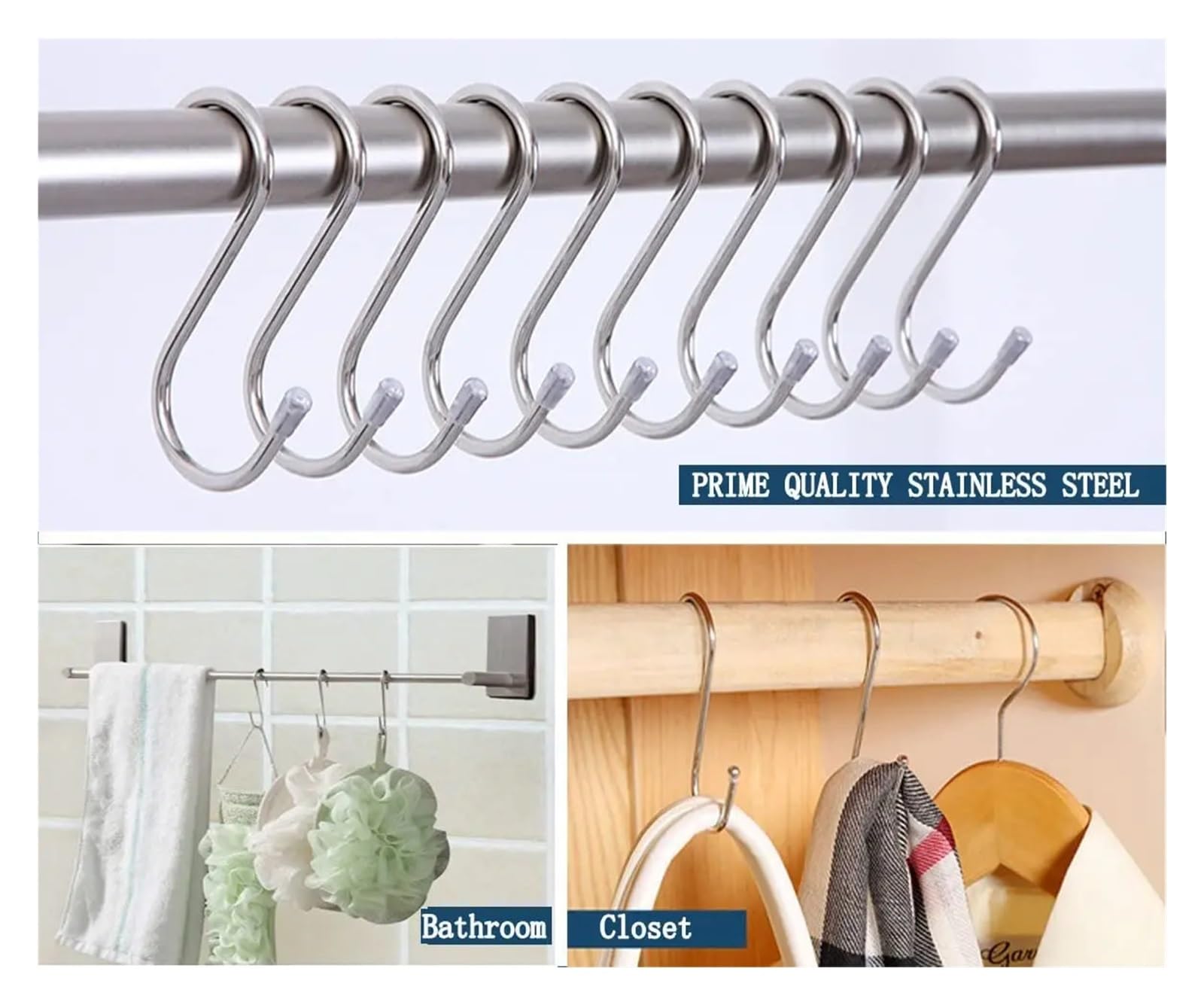 Genérico Ganchos en forma de S acero inoxidable, 5 uds., 6/8/12cm, toallas Metal colgantes for cocina, cuchara, olla, sartén, bolsa planta, taza, ropa(5pcs 12cm)