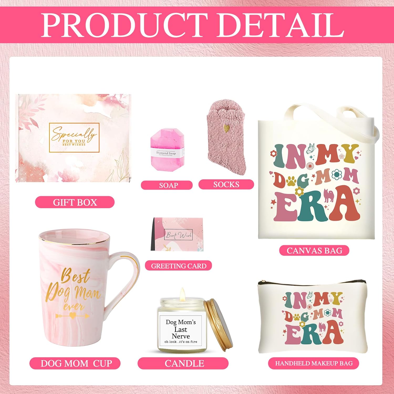 DHQH Dog Mom Mothers Day Gifts for Women, Christmas Gift for Dog Lovers, Sister, Friends, Dog Themed Birthday Gifts Set with Canvas Tote Bag Socks - Image 2