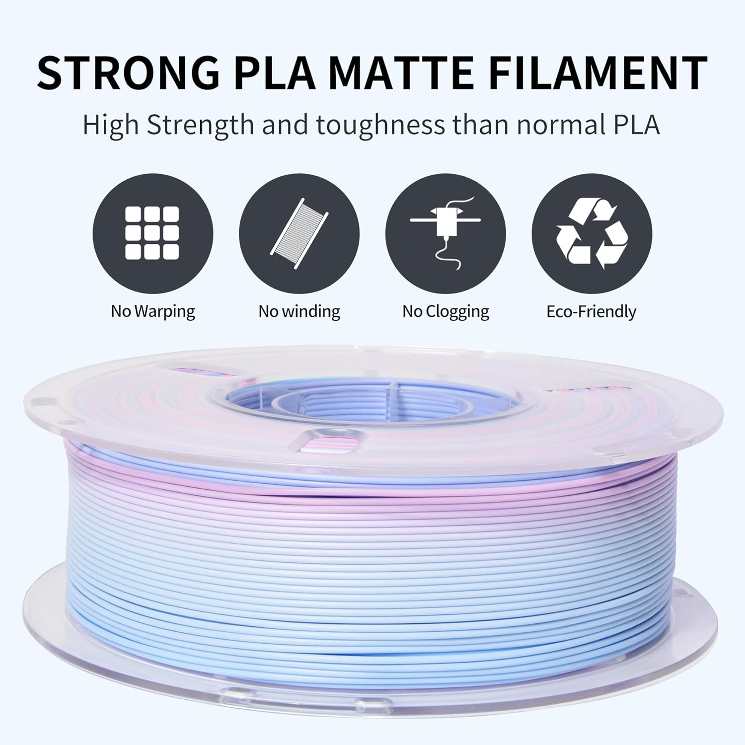 RAMBERY 3D Printer PLA Filament Matte Rainbow PLA Filament for Most FDM 3D Printer, 1.75mm 1kg(2.2lb), Matte Rainbow Blue-Red