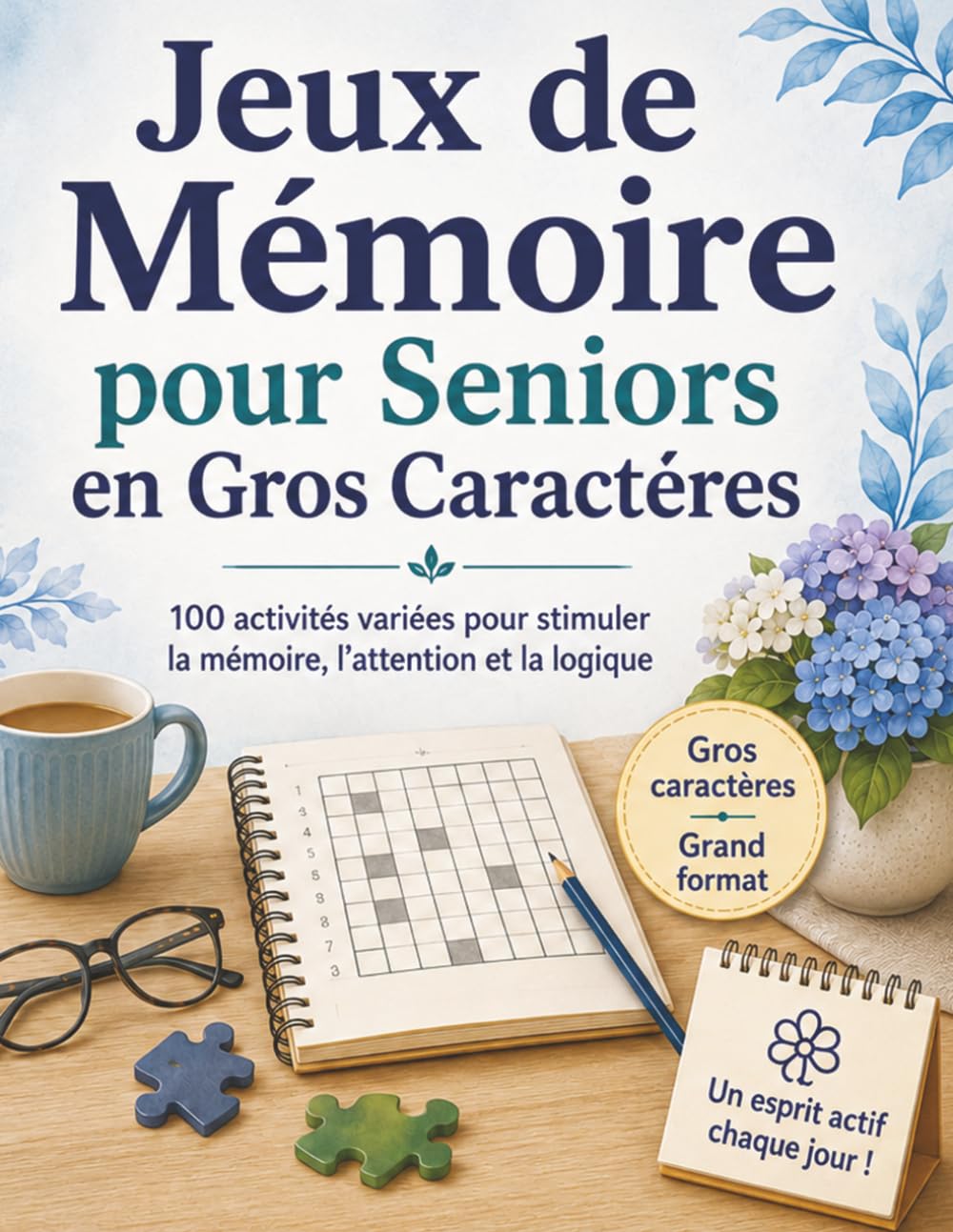 Jeux de Mémoire pour Seniors en Gros Caractères: Exercices simples pour entraîner le cerveau après 60 ans — cahier grand format avec jeux de mémoire, logique et concentration