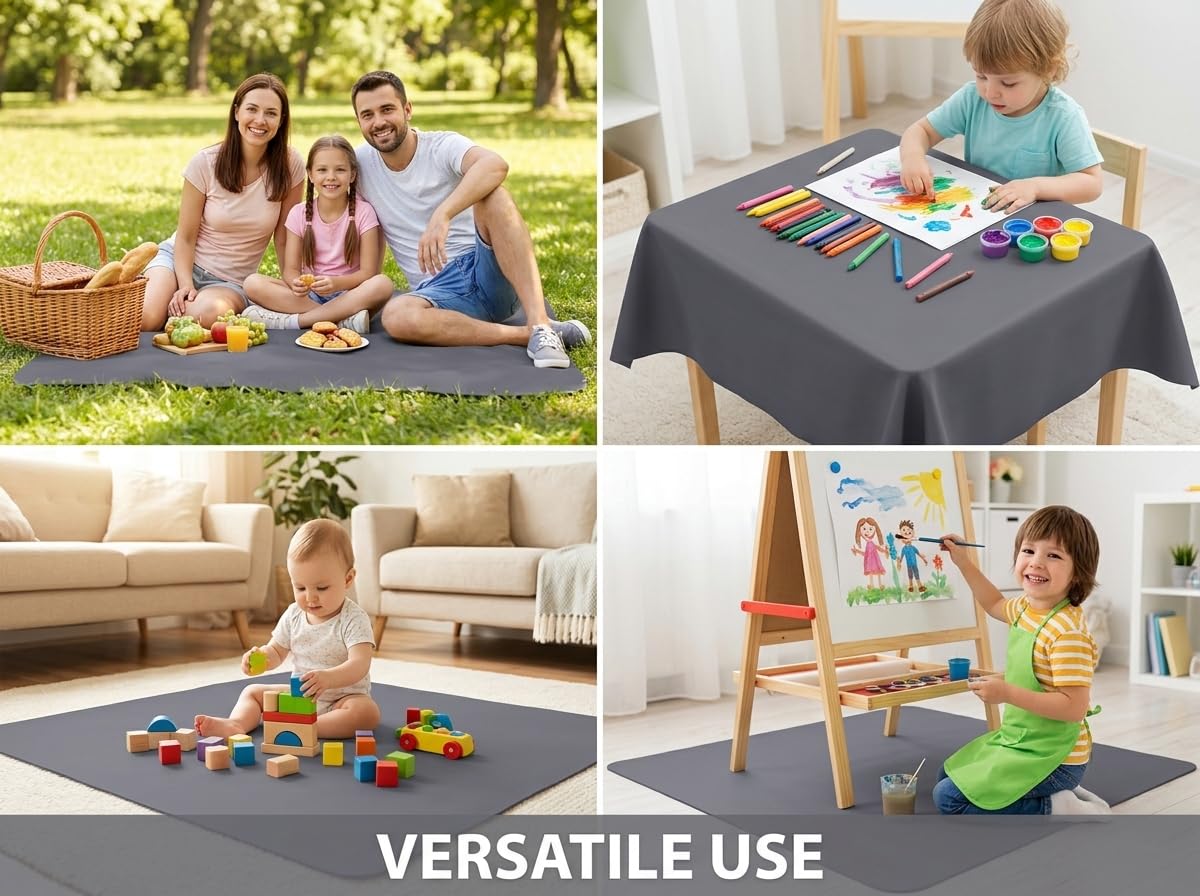Tapis anti-éclaboussures pour bébé sous chaise haute, 152,4 x 152,4 cm, imperméable et lavable, protection de sol antidérapant