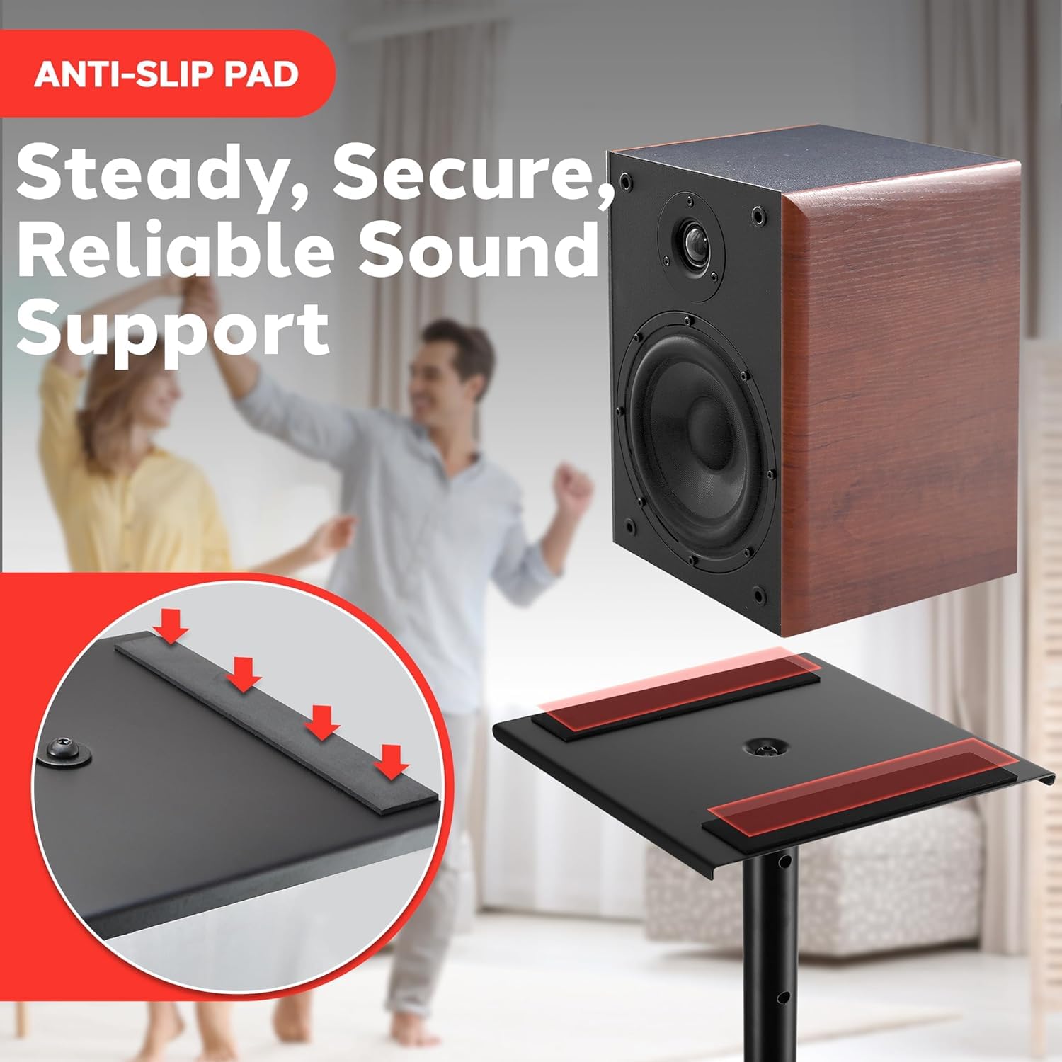Pyle, Stojak głośnikowy, para stojaków głośnikowych, para uchwytów Sound Play 1 i 3, teleskopowa regulacja wysokości w zakresie 66-132 cm, wytrzymała trójpunktowa podstawa trójkątna z kolcami