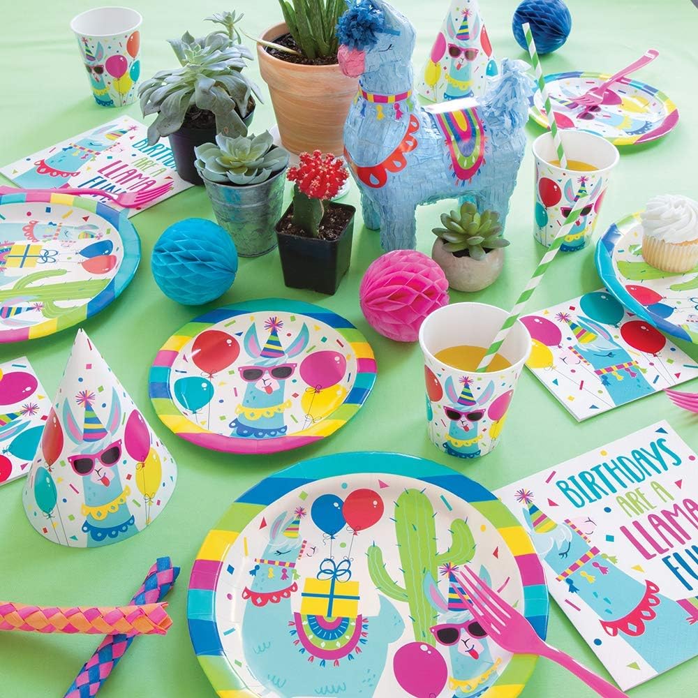 Llama Birthday Multicolor Paper Cups - 9 Oz (Pack of 8) - Vibrant & Fun Party Drinkware, Perfect for Birthday Celebrations