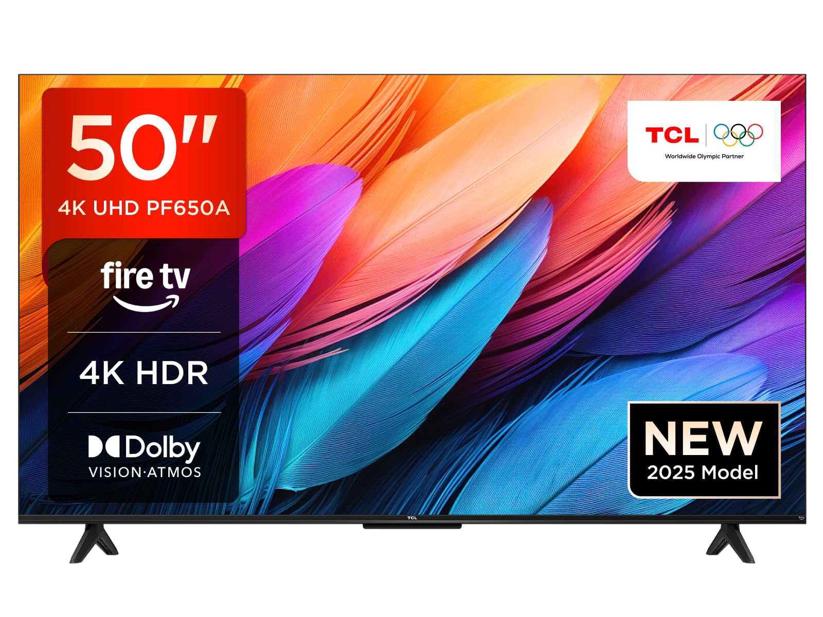 TCL - 50PF650 50 Pollici TV 4K Ultra HD, Smart LED e Fire TV (Dolby Vision, Dolby Atmos, DTS, HDR 10, Alexa integrato, Airplay2, Miracast)