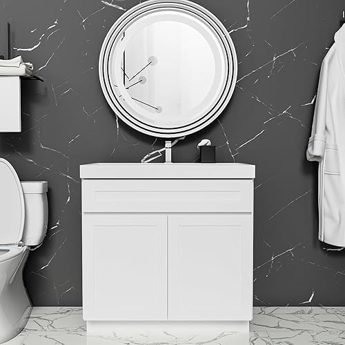 Miniatura 6 de Tocador de baño de 30 pulgadas sin lavabo y parte superior sin ensamblar, gabinete de lavabo de baño no incluye asas, tocadores de baño de doble