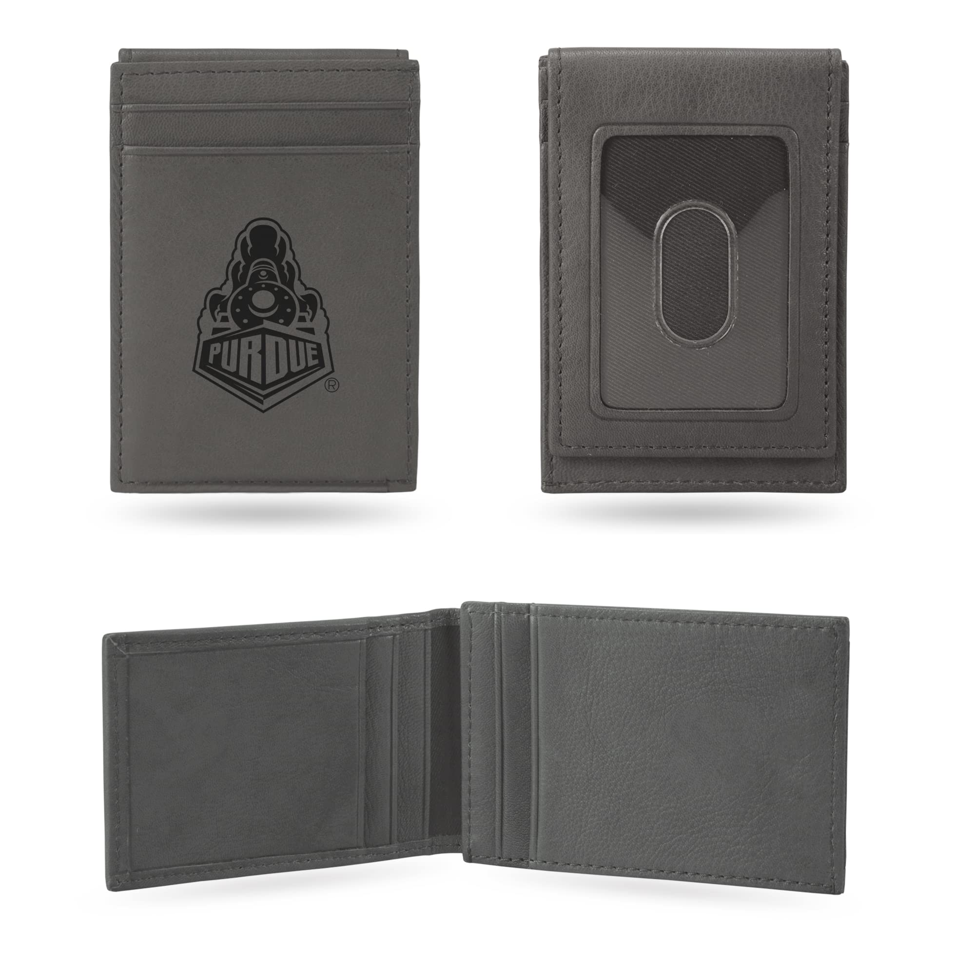 Rico Industries NCAA Gray Laser Engraved Front Pocket Wallet - Compact/Comfortable/Slim
