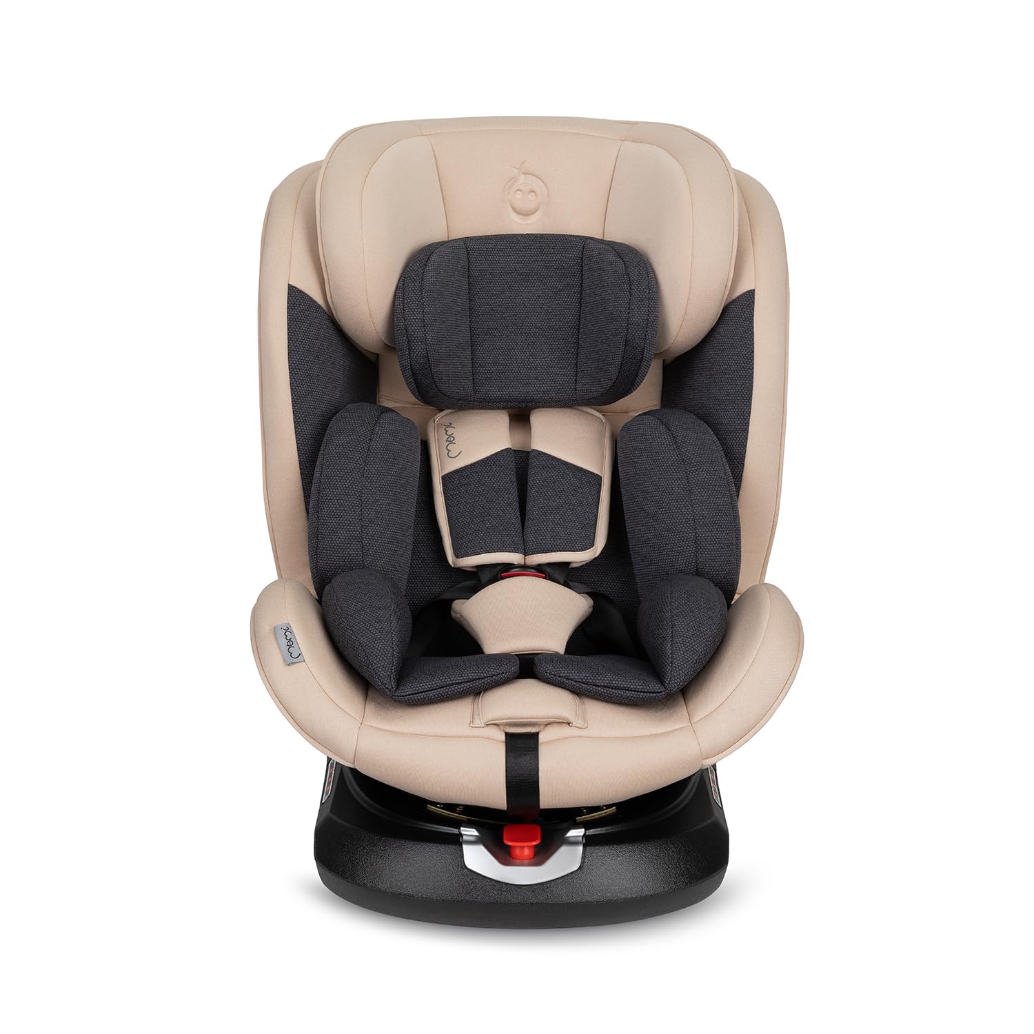 MoMi Autositz für Kinder EMI 0-12 Jahre (Gruppe 0+, 1, 2, 3, 3, Kinder bis 36 kg, 40 bis 150 cm), 360° drehbar, Einbau rückwärts: bis 18 kg, vorwärts: ab 18 kg, Befestigung mit ISOFIX und Top-Tether