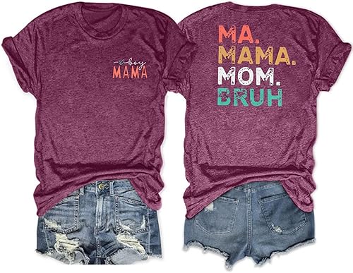 Miniatura 1 de Ma Mama Mom Bruh - Camiseta de manga corta para mujer y niño, camiseta divertida con estampado de letras para mamá