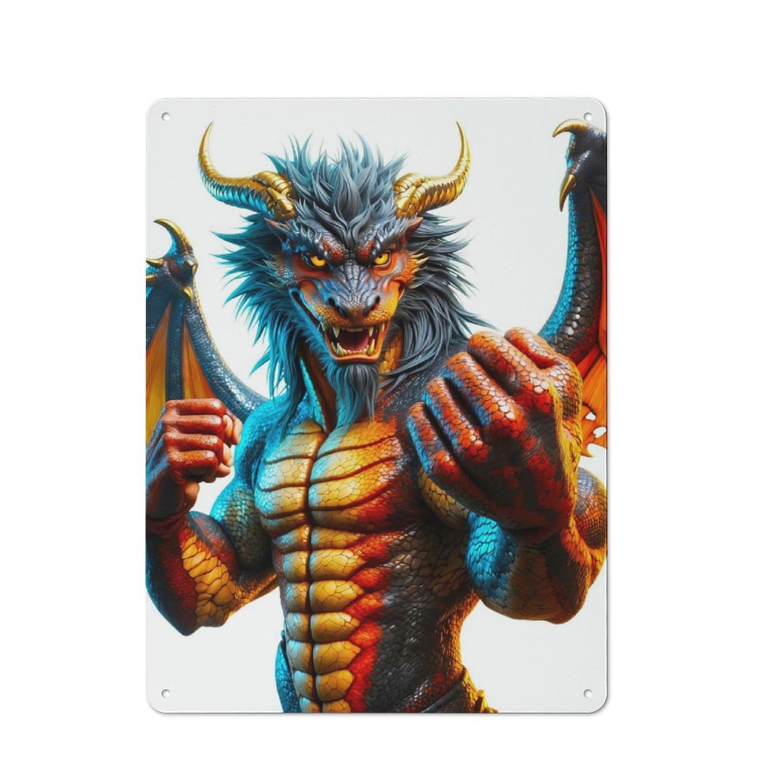 Junmoney The Chromatic Sentinel Vintage-Inspired Tin Sign 40X30cm For Garage Or Workshop, For Garage, Workshop And Man Cave Decoration
