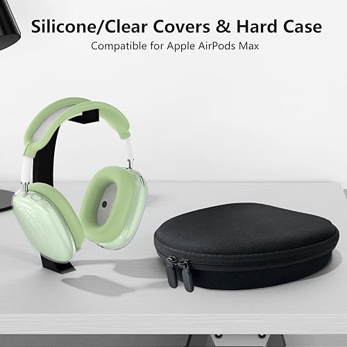 Miniatura 7 de Funda rígida para AirPods Max, funda de viaje para auriculares con funda de silicona para AirPods Max, funda transparente para orejeras, funda para