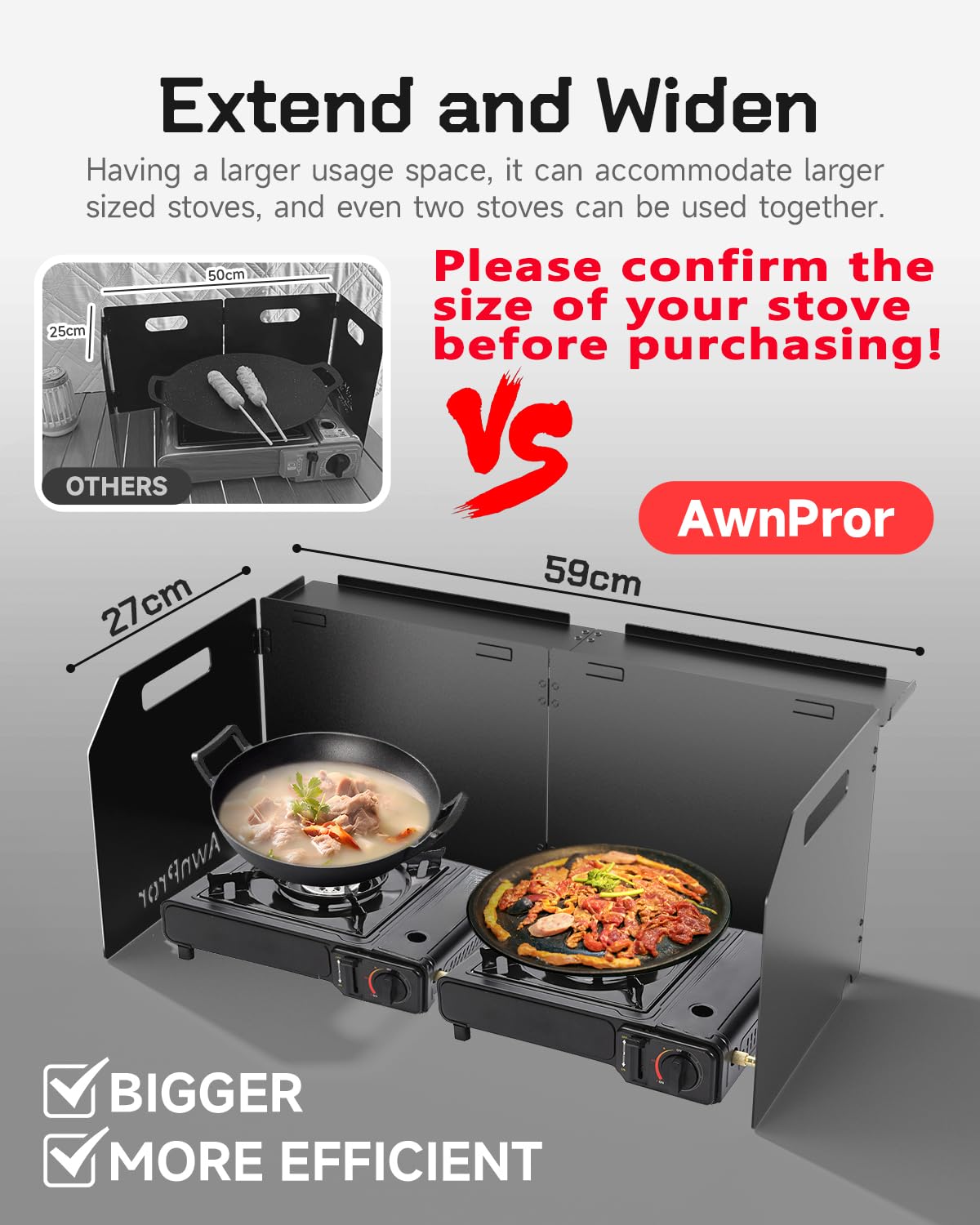 AwnPror Aluminum Camping Stove Windscreen,Lightweight Foldable Outdoor Wind Blocker Gas Stove Windshield Wind Screen with Storage Bag for Camping,Glamping,Hiking,Picnic,Backpacking,Cooking,Fishing