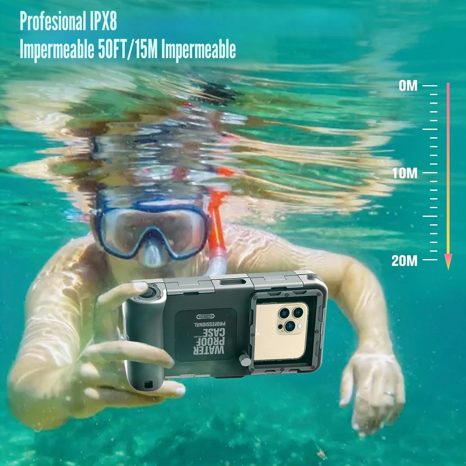 Funda Impermeable móvil Universal Buceo Profesional subacuático Funda teléfono móvil para iPhone 17 Pro 17 Air 17 Pro MAX 16e 14 15 16 Pro 13 14 15 16 Pro MAX Samsung S25 S24 Impermeable Profundo 15m