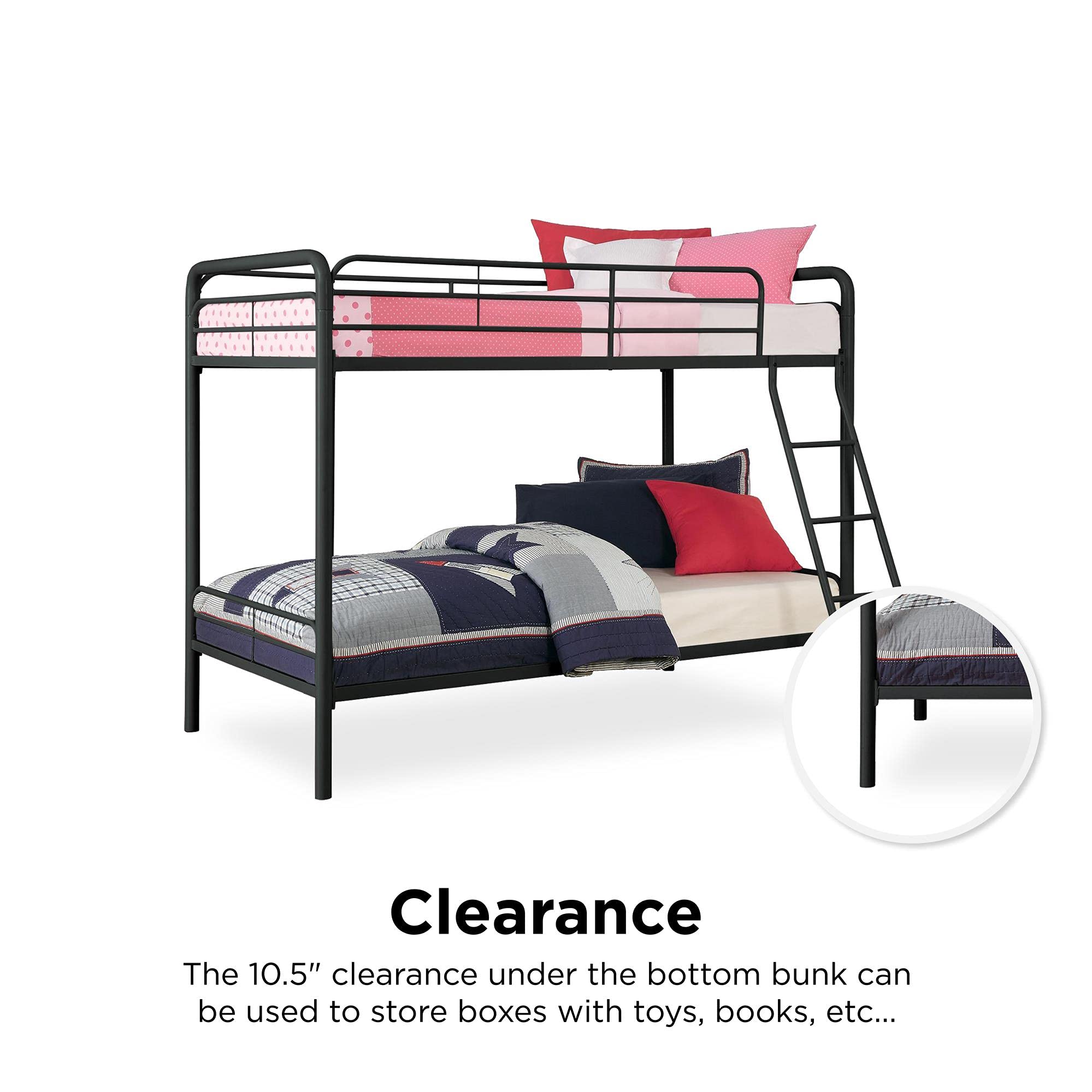 DHP TwinOverTwin Bunk Bed with Metal Frame and Ladder, SpaceSaving