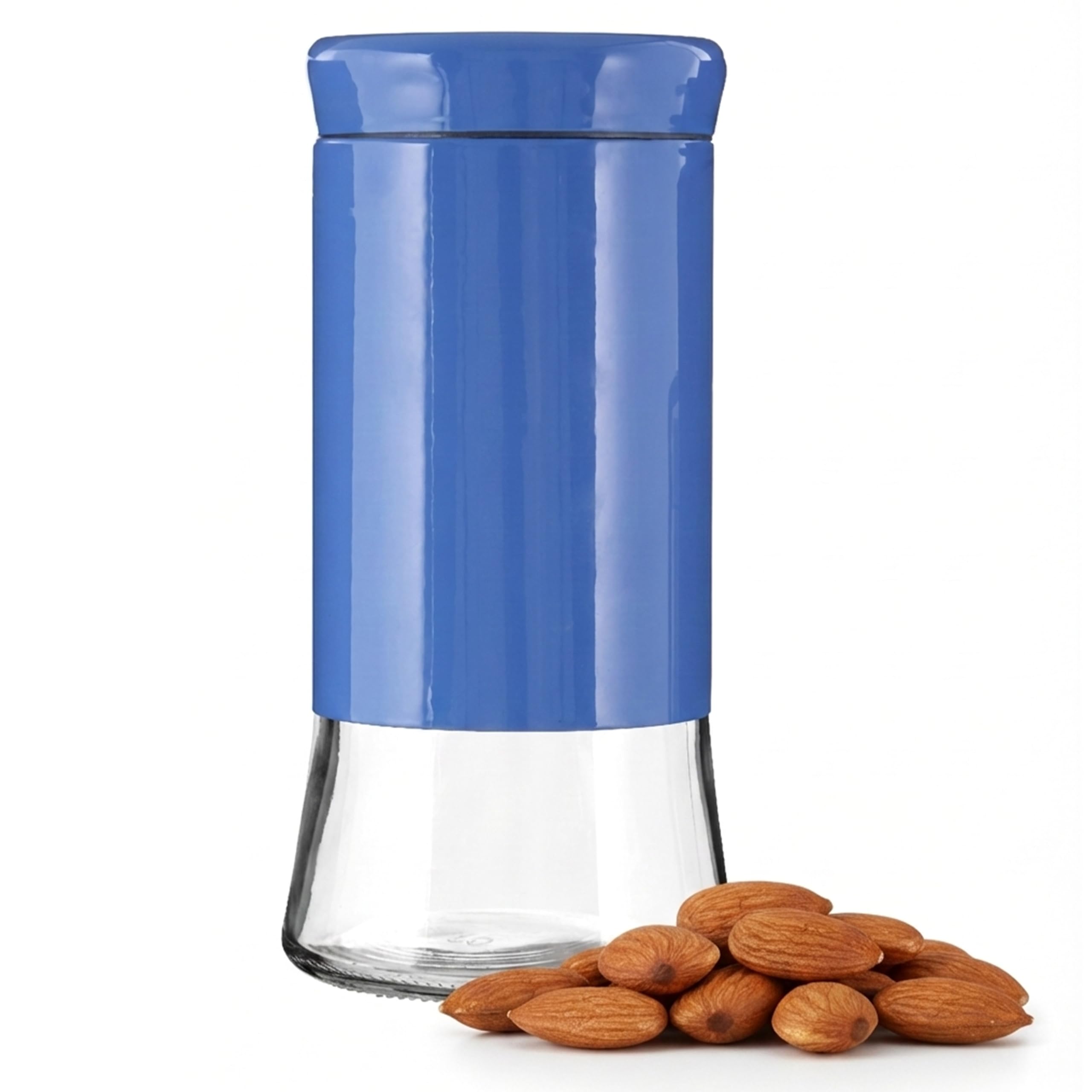 Orsina Blue Steel Wrap Glass Storage Jar1500Ml CapacityModern Design With Grey Steel LidKitchen Storage from B&Q