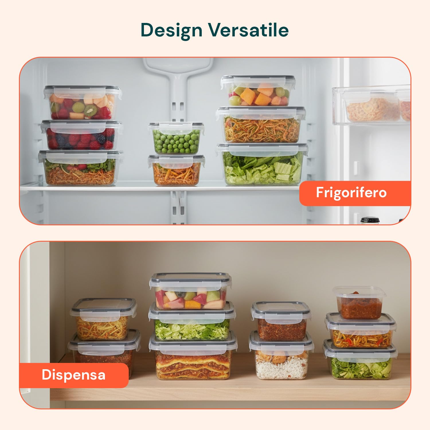 Avilia - Contenitori Ermetici per Alimenti Multimisura Set 24 Pezzi per Frigo e Dispensa, in Plastica PP con Etichette e Penna, Impilabili Salvaspazio per Meal Prep e Conservazione Fresca