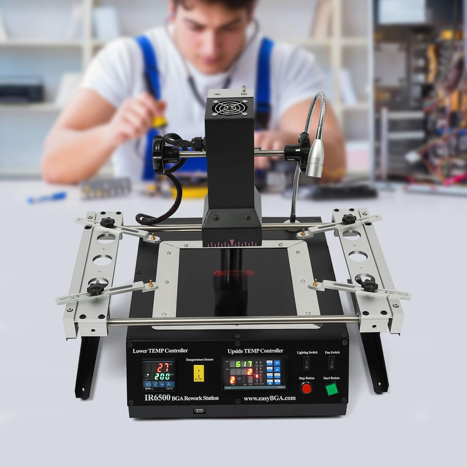 BGA Rework Station,IR6500 Infrared Welding Machine,1250 W SMD Soldering Reflow Station,Welder Repair Heating Reballing with USB Connector for Laptop,Esktop Computer Motherboards