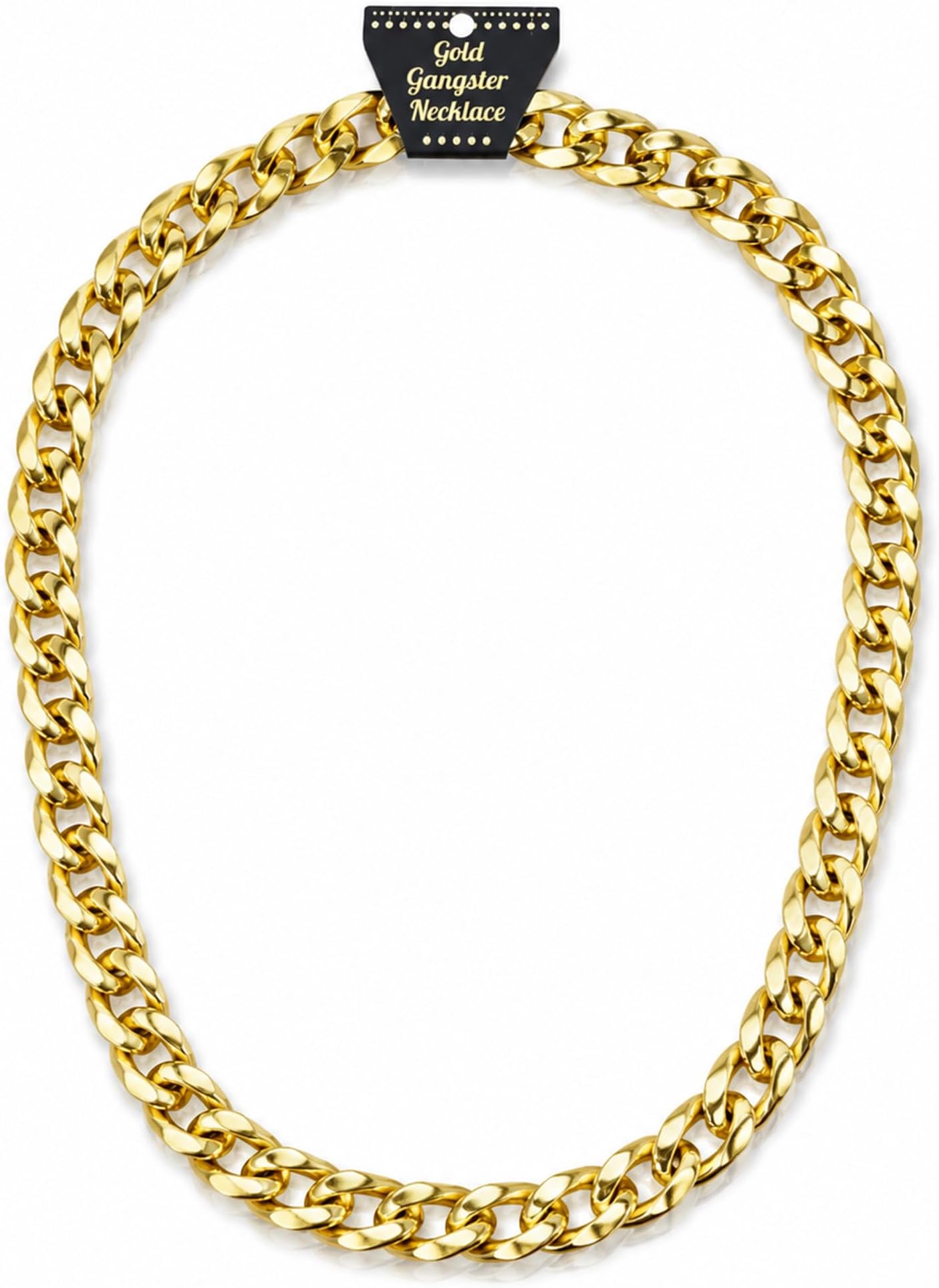 Gold Gangster Chain - 81cm Chunky Fake Gold Necklace Chain Great for Fancy Dress Rapper, Chav, Hip Hop, Gangster Granny Costumes, Unisex Fancy Dress Billionaire Accessory