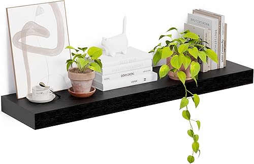Miniatura 49 de Heimlove Estantes flotantes de 12 pulgadas de profundidad para pared, estantes de baño de 24 pulgadas, juego de 1, estantes montados para libros